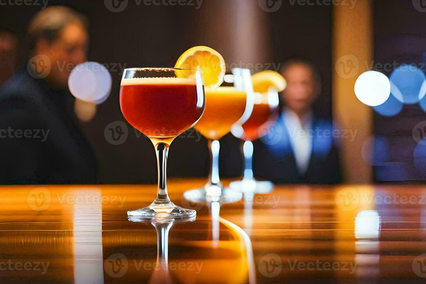 cocktails on a bar counter. AI-Generated photo