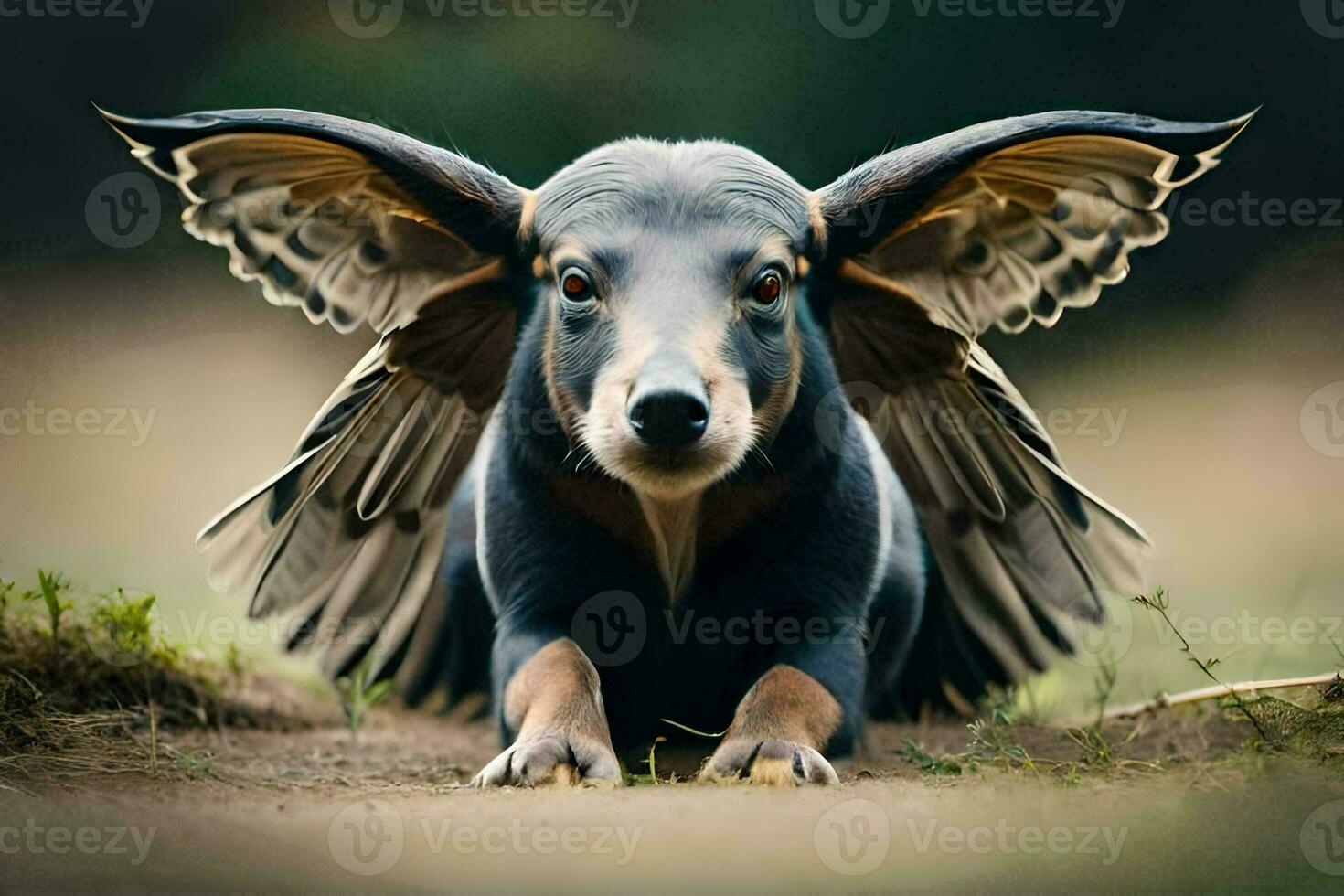a dog with wings on its back. AI-Generated photo