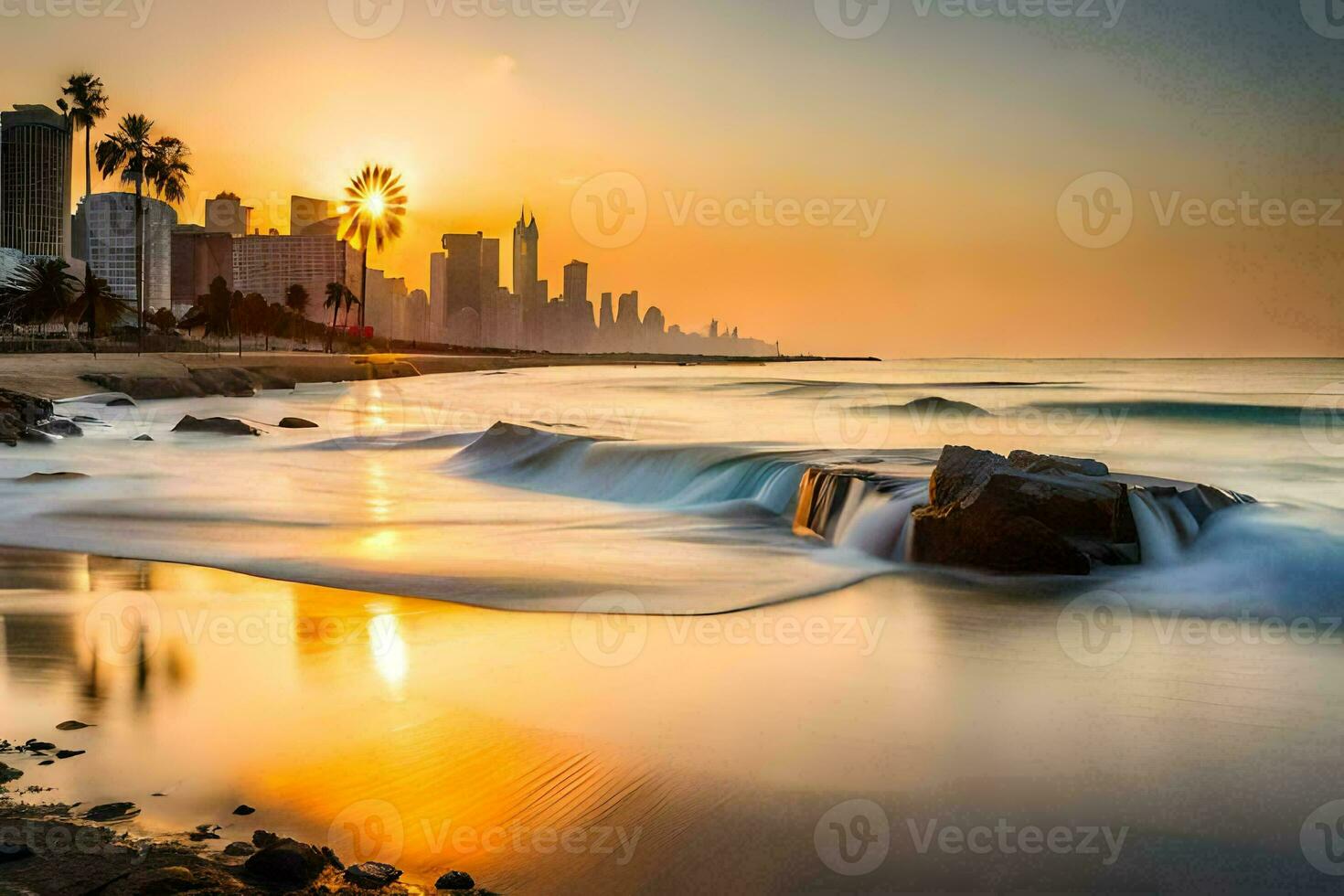 el Dom conjuntos terminado el ciudad horizonte en esta foto. generado por ai foto