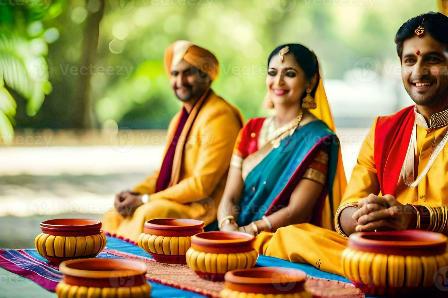 indian wedding couple in traditional attire. AI-Generated photo