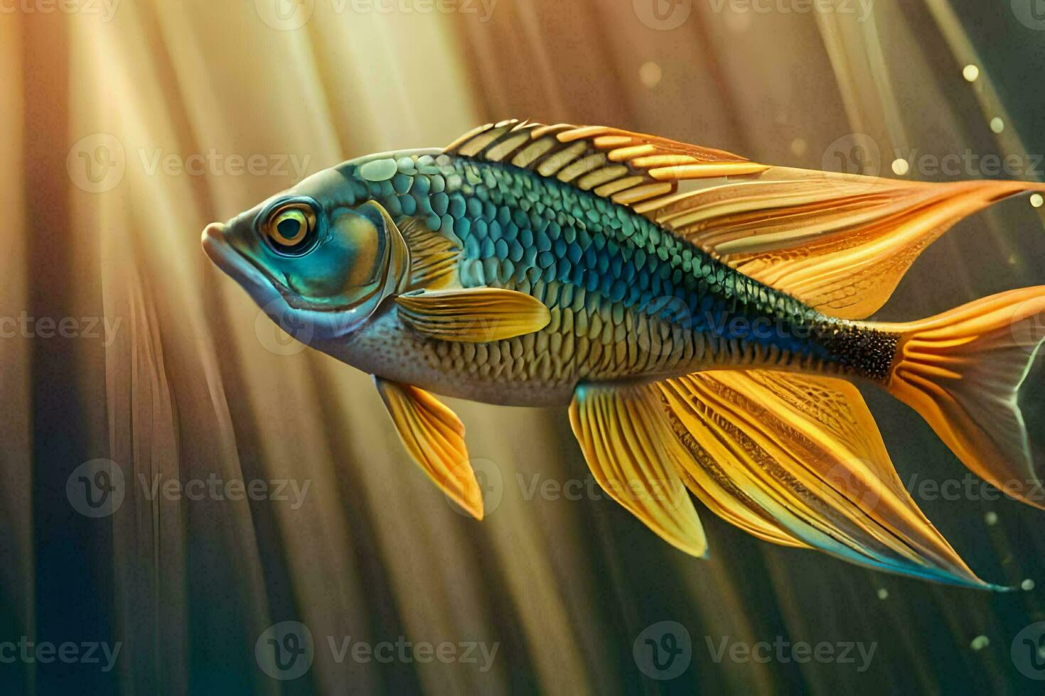 an image of a fish swimming in the water. AI-Generated photo