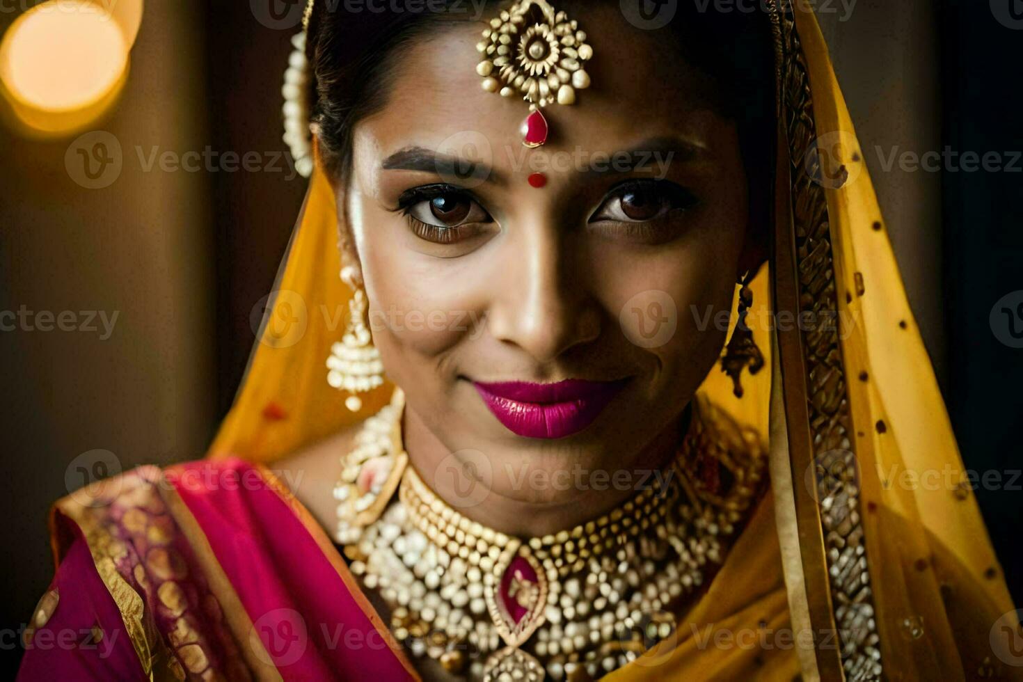 a beautiful indian bride in traditional attire. AI-Generated photo