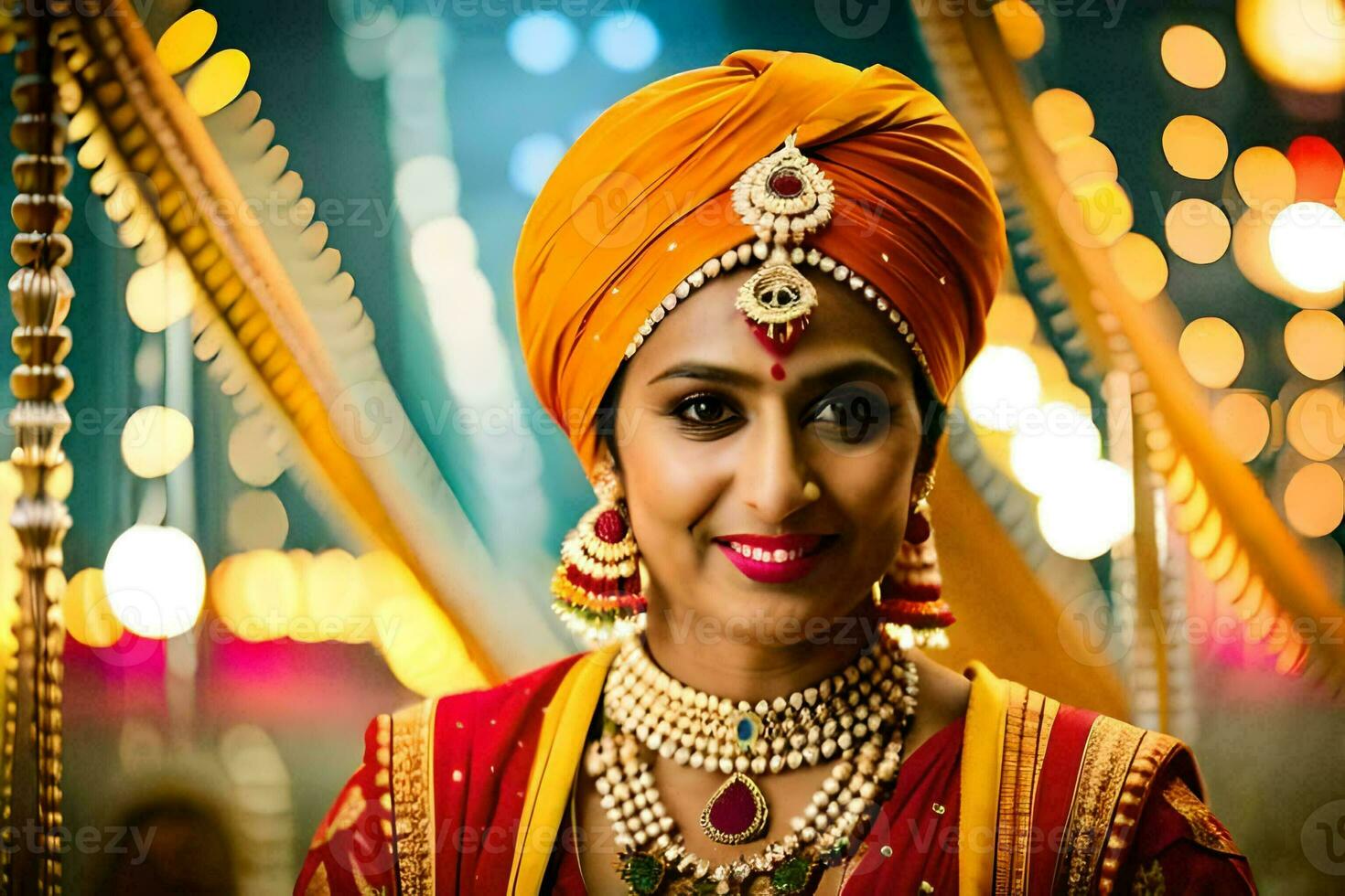 a beautiful indian bride in traditional attire. AI-Generated photo