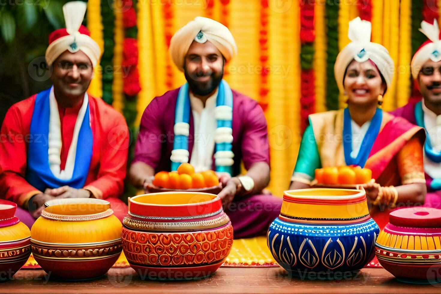 indio Boda ceremonia en el ciudad. generado por ai foto