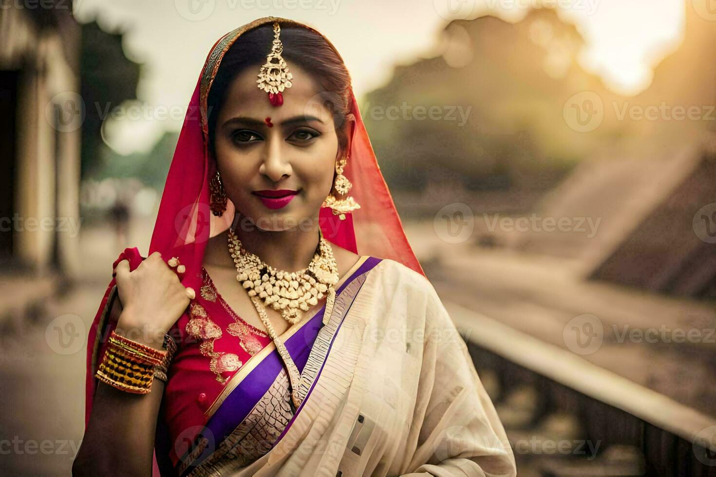 a beautiful indian woman in traditional attire. AI-Generated photo