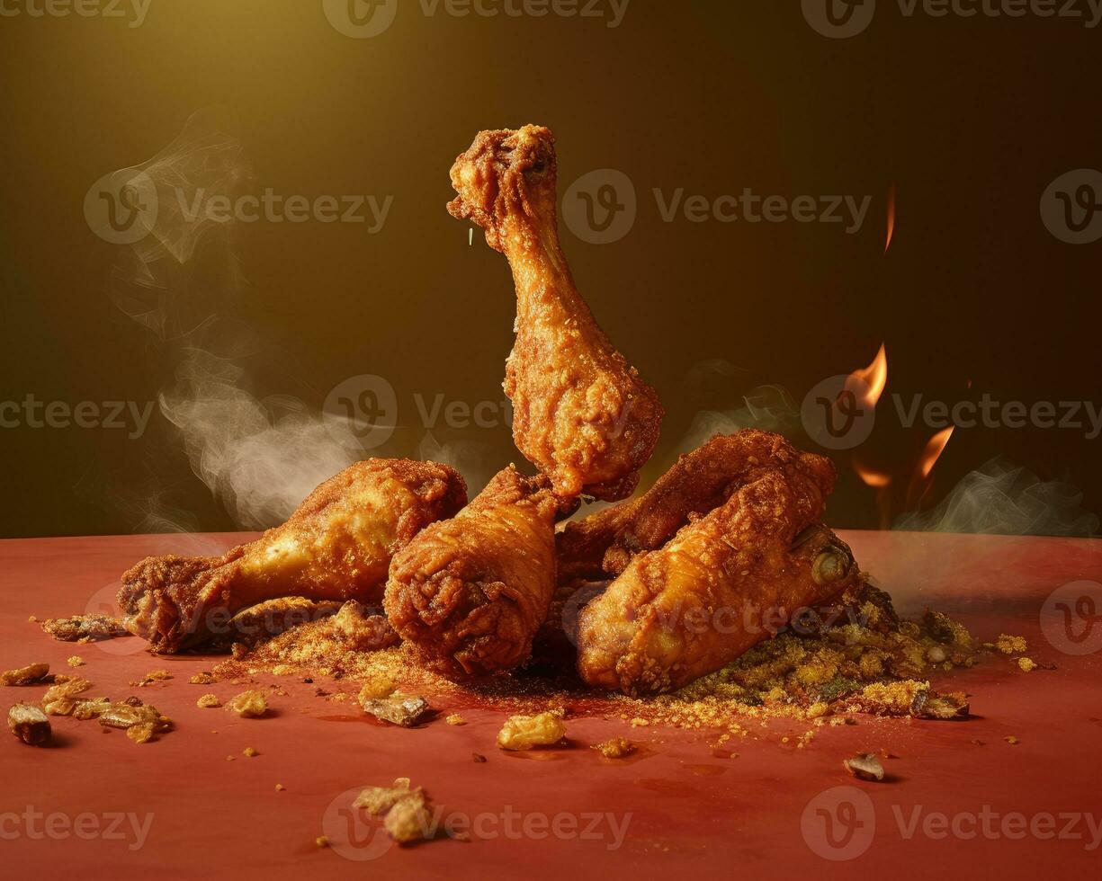 Delicious fried chicken grill close-up studio photography. Food recipe, menu design concept. AI Generated photo