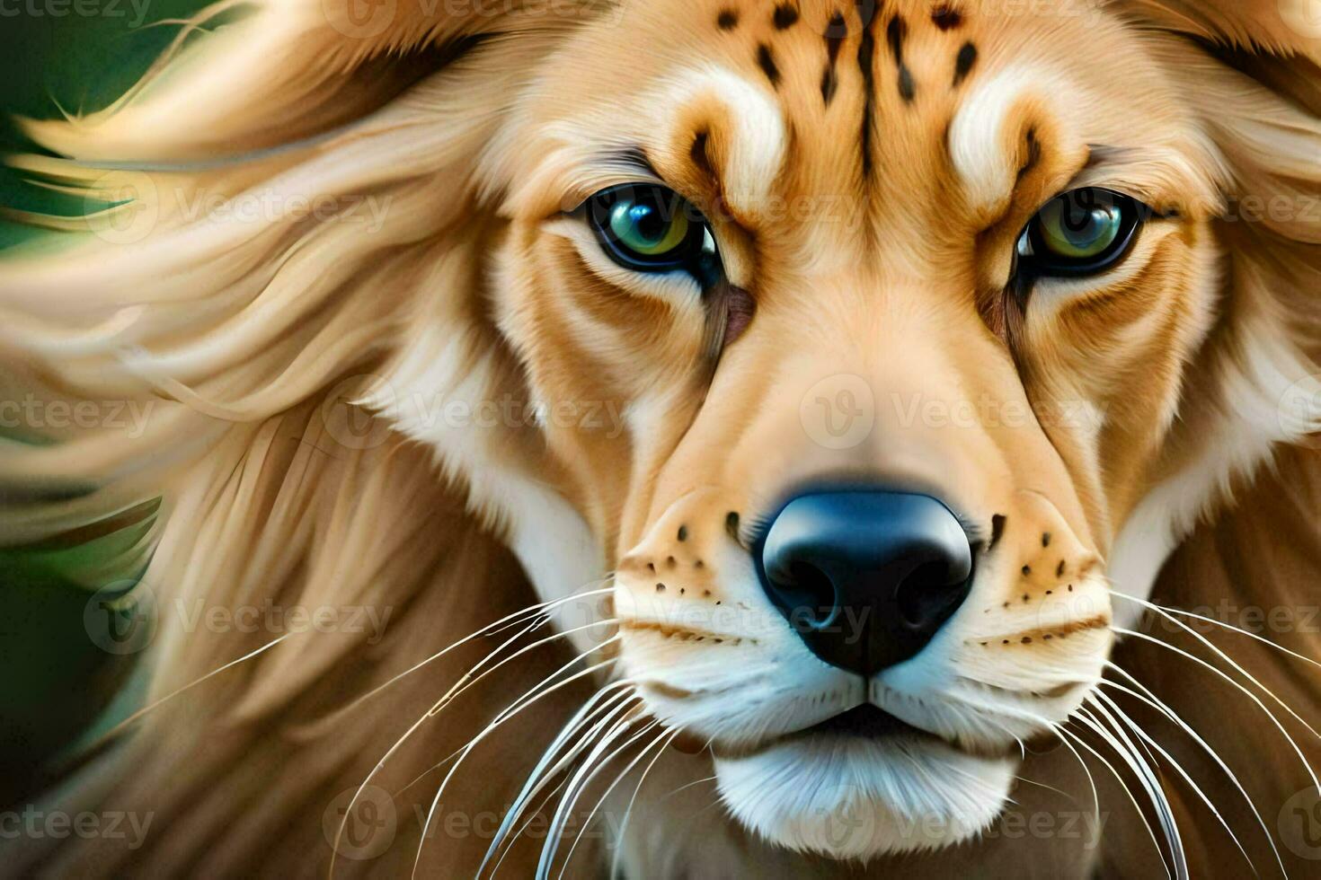 a lion's face is shown in this painting. AI-Generated photo
