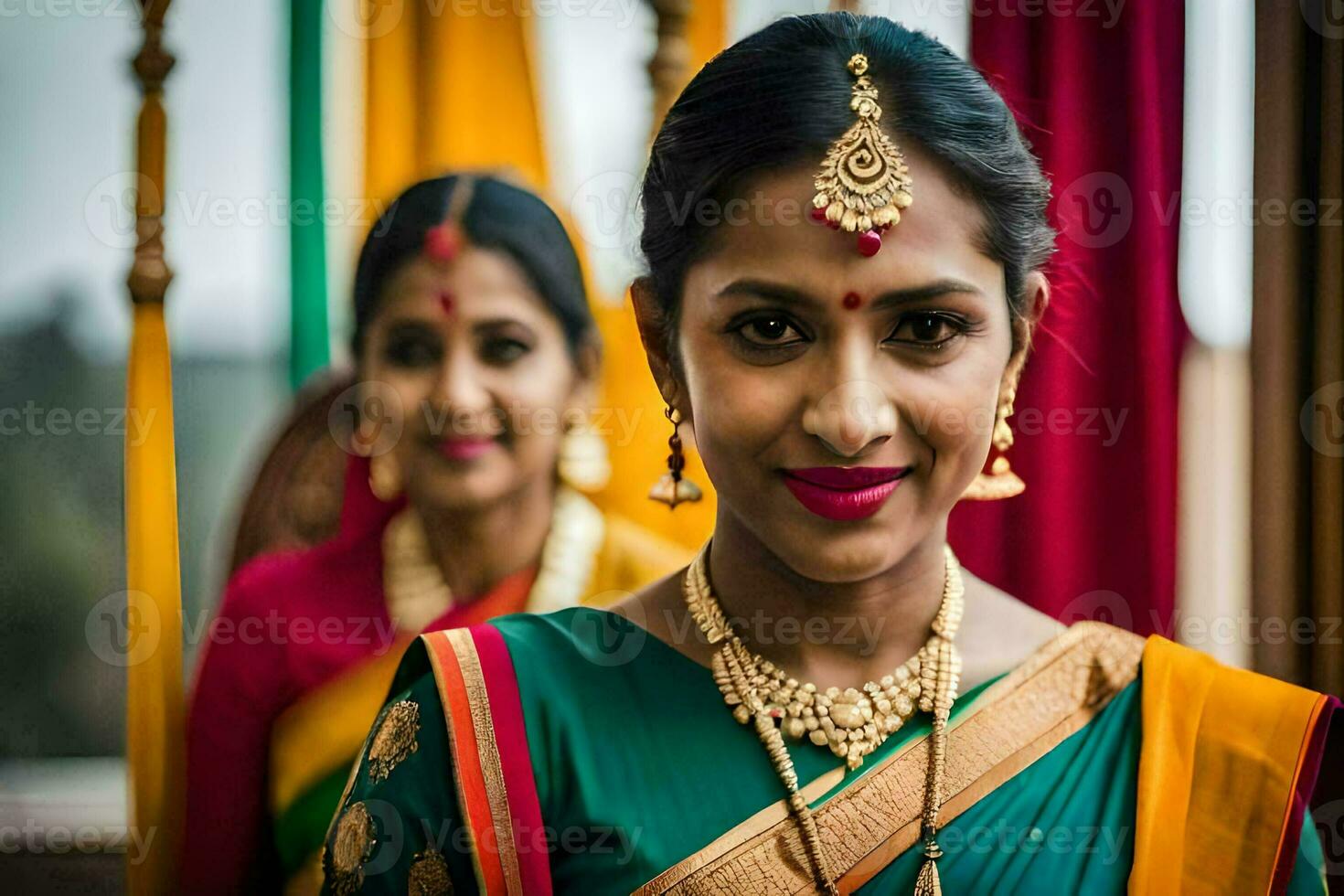 a beautiful indian bride in traditional attire. AI-Generated photo