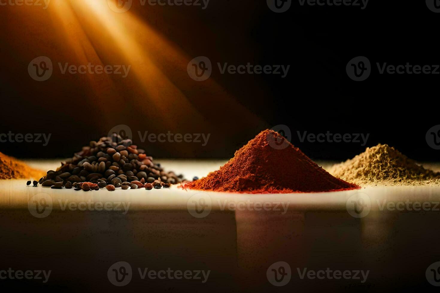 a variety of spices and spices on a table. AI-Generated photo