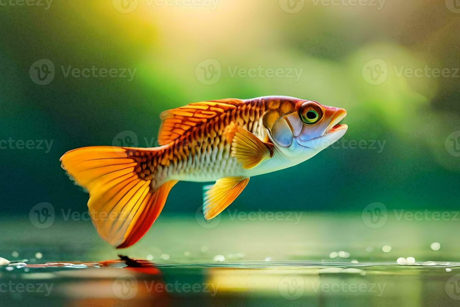 un pescado es nadando en el agua. generado por ai foto