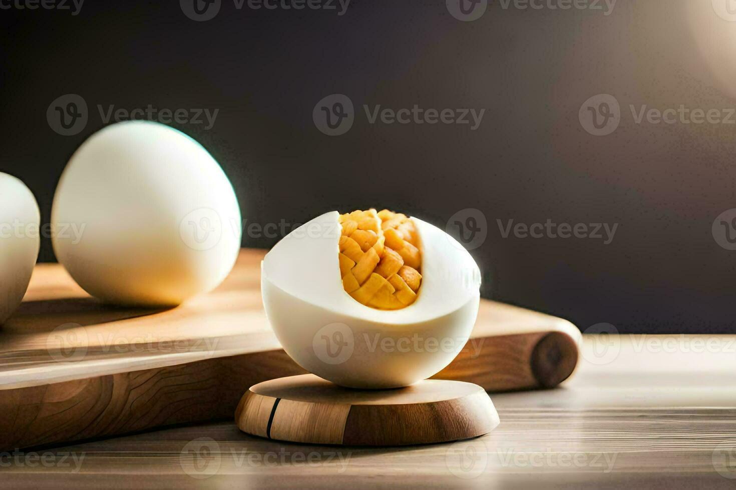 an egg with a piece of orange in it. AI-Generated photo