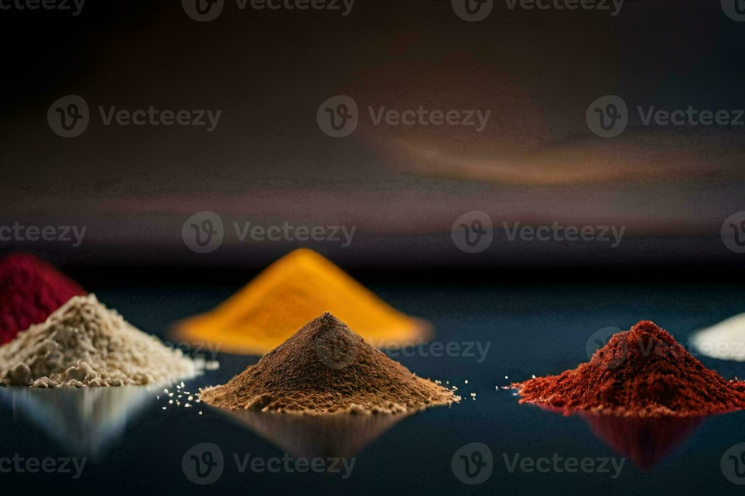 a variety of spices are shown in a row. AI-Generated photo
