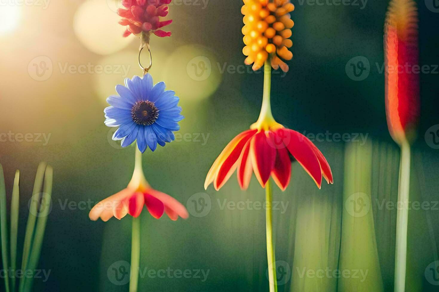 foto fondo de pantalla el cielo, flores, el sol, el flores, el sol, el flores. generado por ai