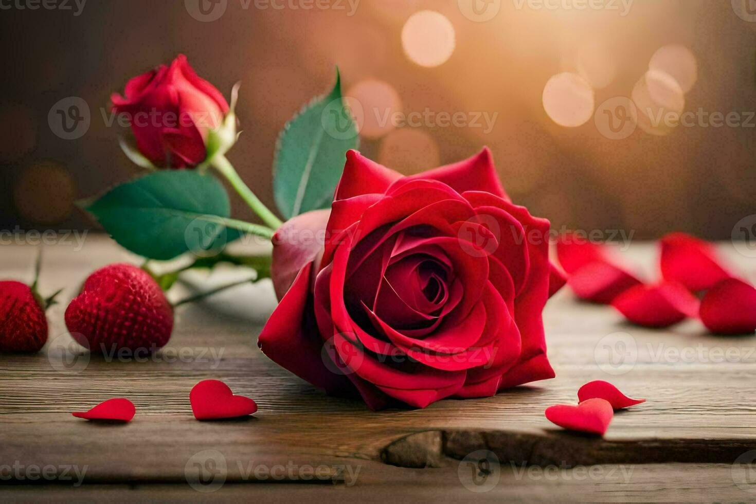 the rose is the symbol of love and romance, and the red color is the color of love. AI-Generated photo