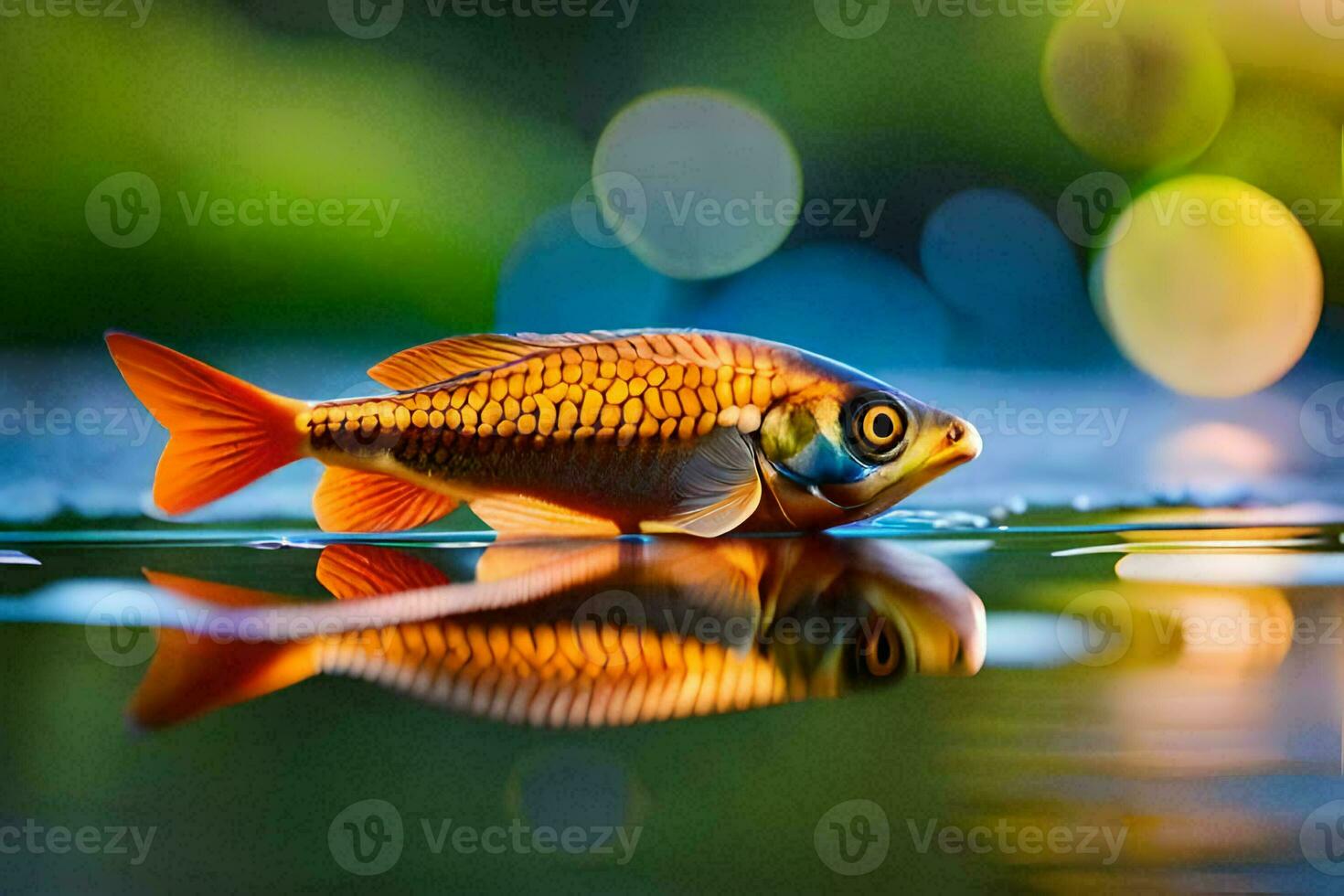 a fish is reflected in the water. AI-Generated photo