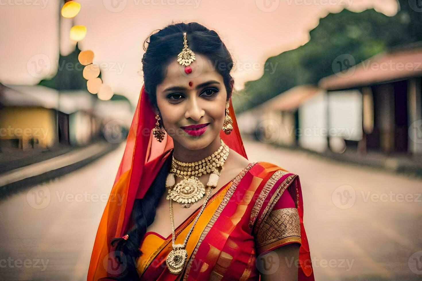 a beautiful indian bride in traditional attire. AI-Generated photo