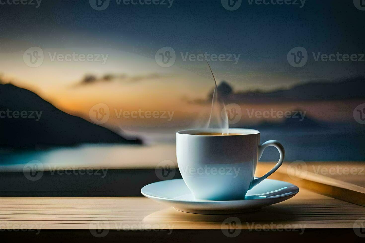 café taza en el mesa, café, taza, taza, café, taza, café,. generado por ai foto