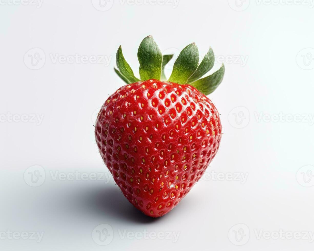 Strawberry with leaves. Ripe Strawberries Isolated on a white background. AI Generated photo