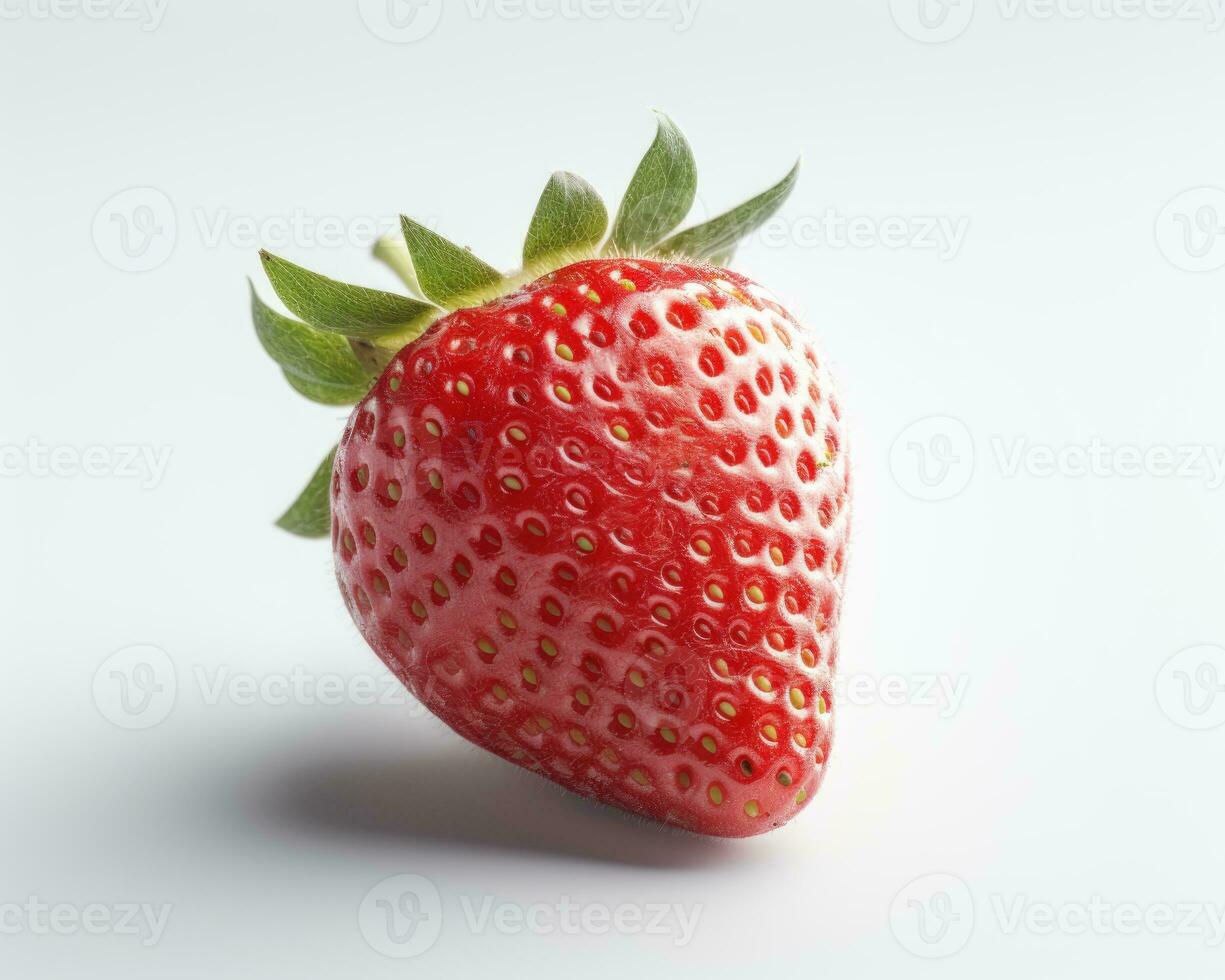Strawberry with leaves. Ripe Strawberries Isolated on a white background. AI Generated photo