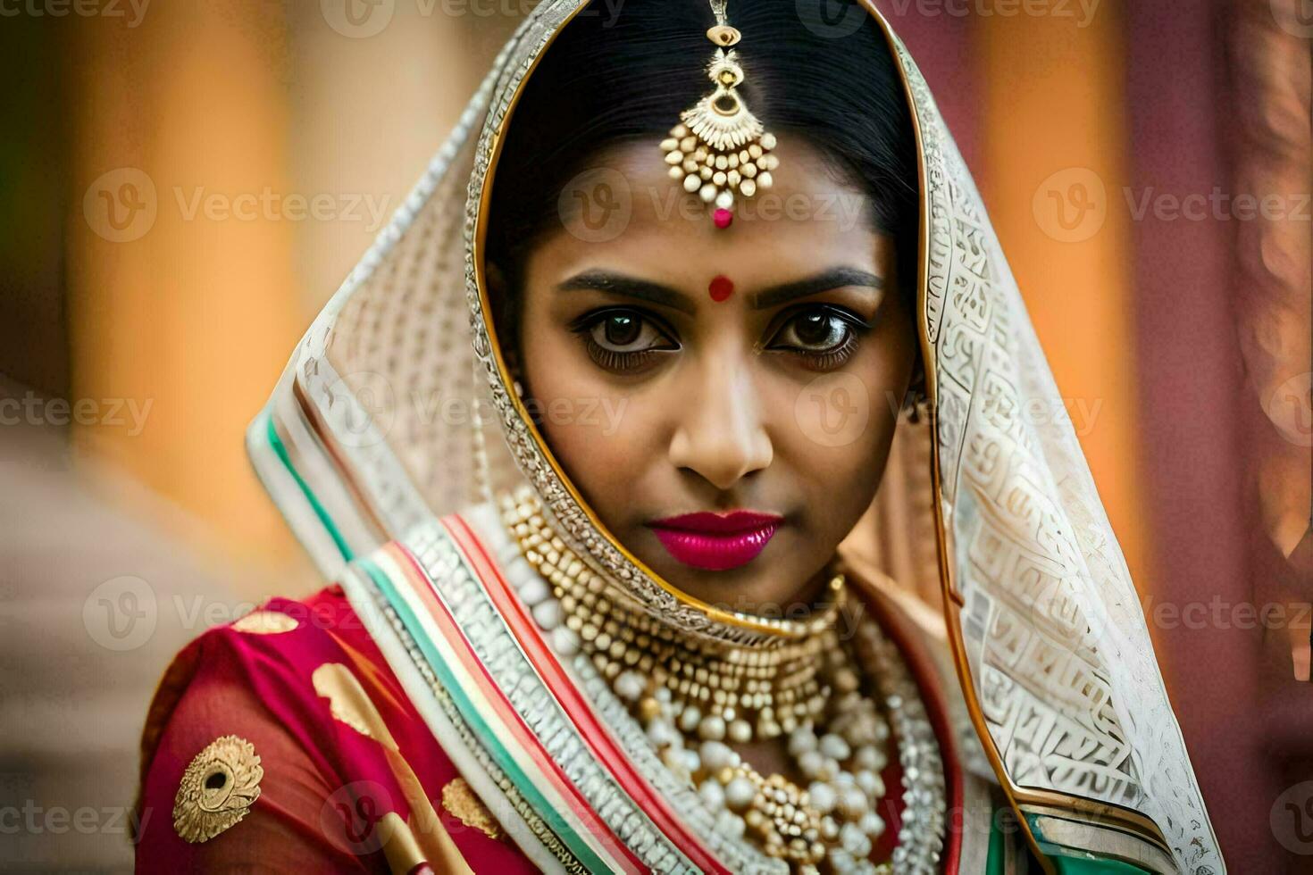 a beautiful indian bride in traditional attire. AI-Generated photo