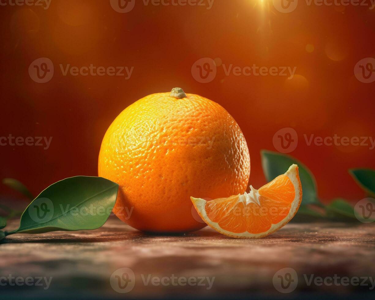 Ripe Orange fruit with waterdrops isolated on black background. AI Generated photo