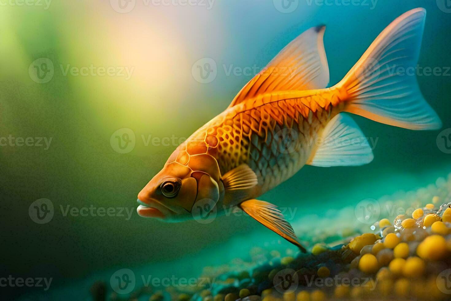 un pez de colores nadando en el agua. generado por ai foto