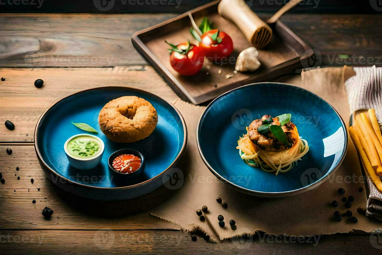 the food is served on the table. AI-Generated photo