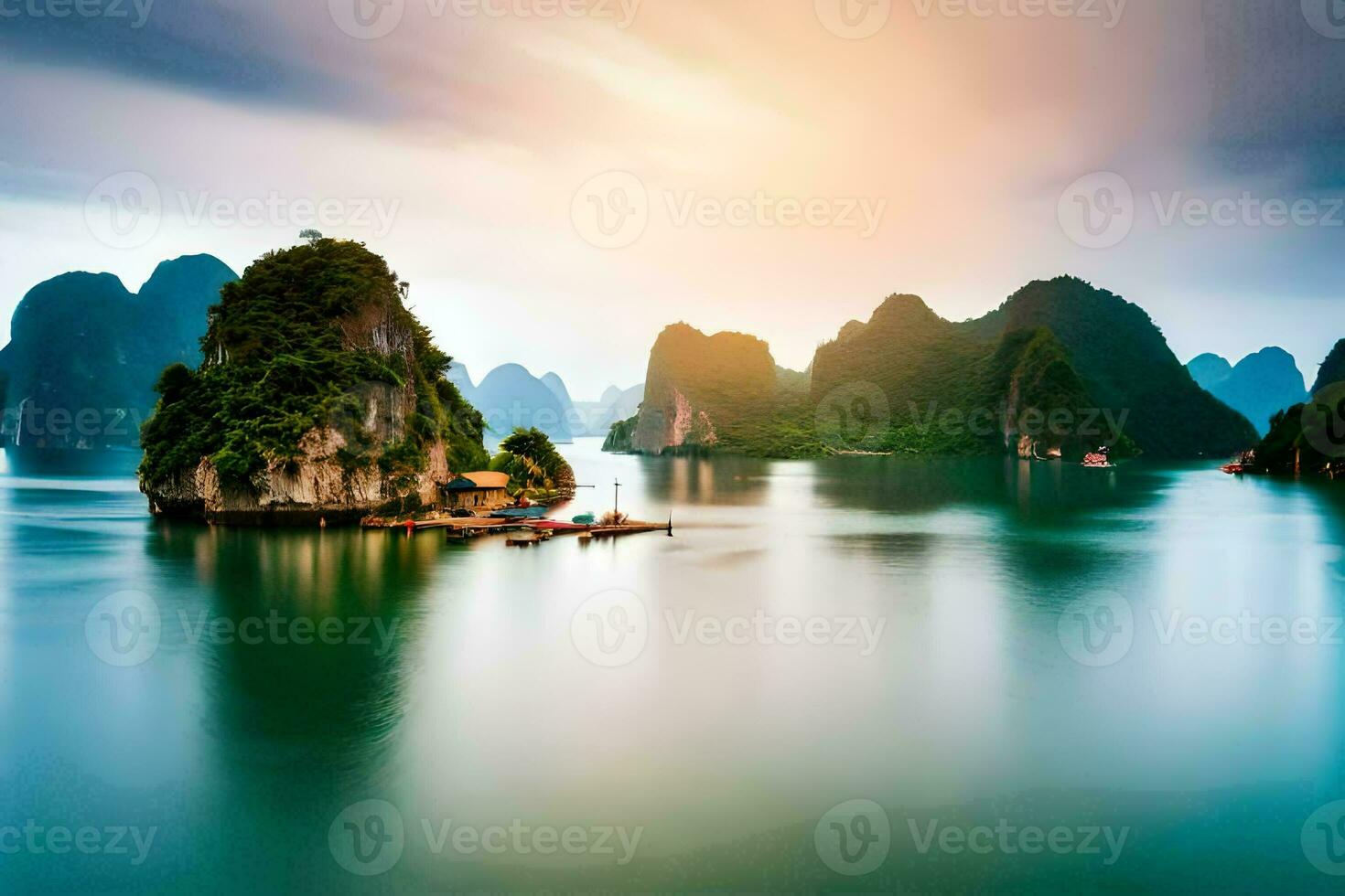 the beautiful landscape of halong bay in vietnam. AI-Generated photo