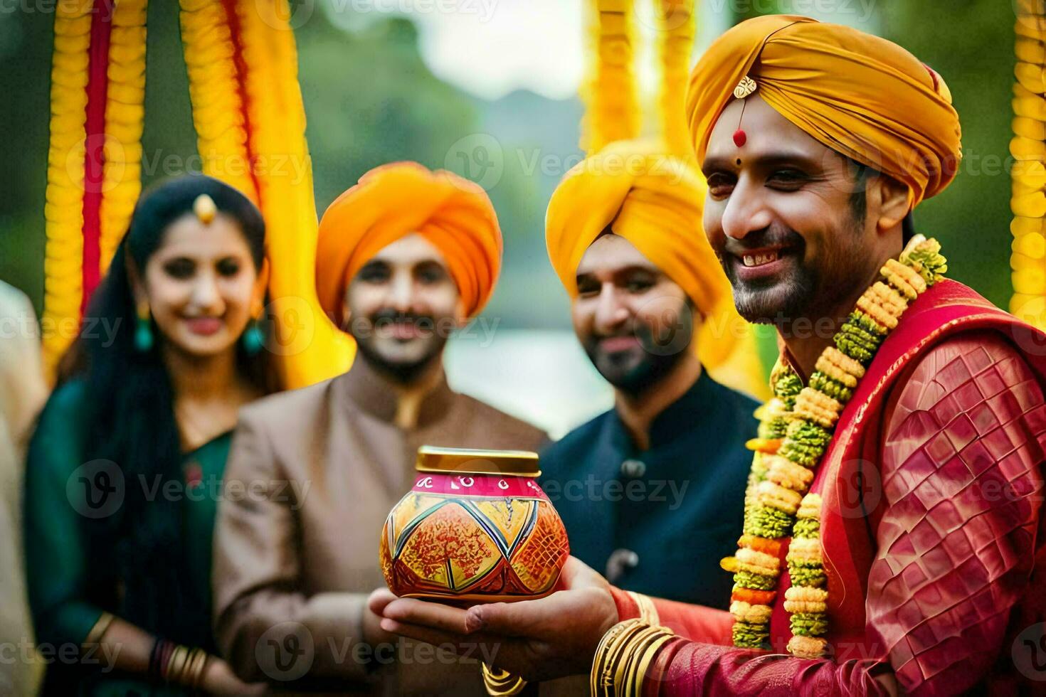 indio Boda ceremonia en Delhi. generado por ai foto