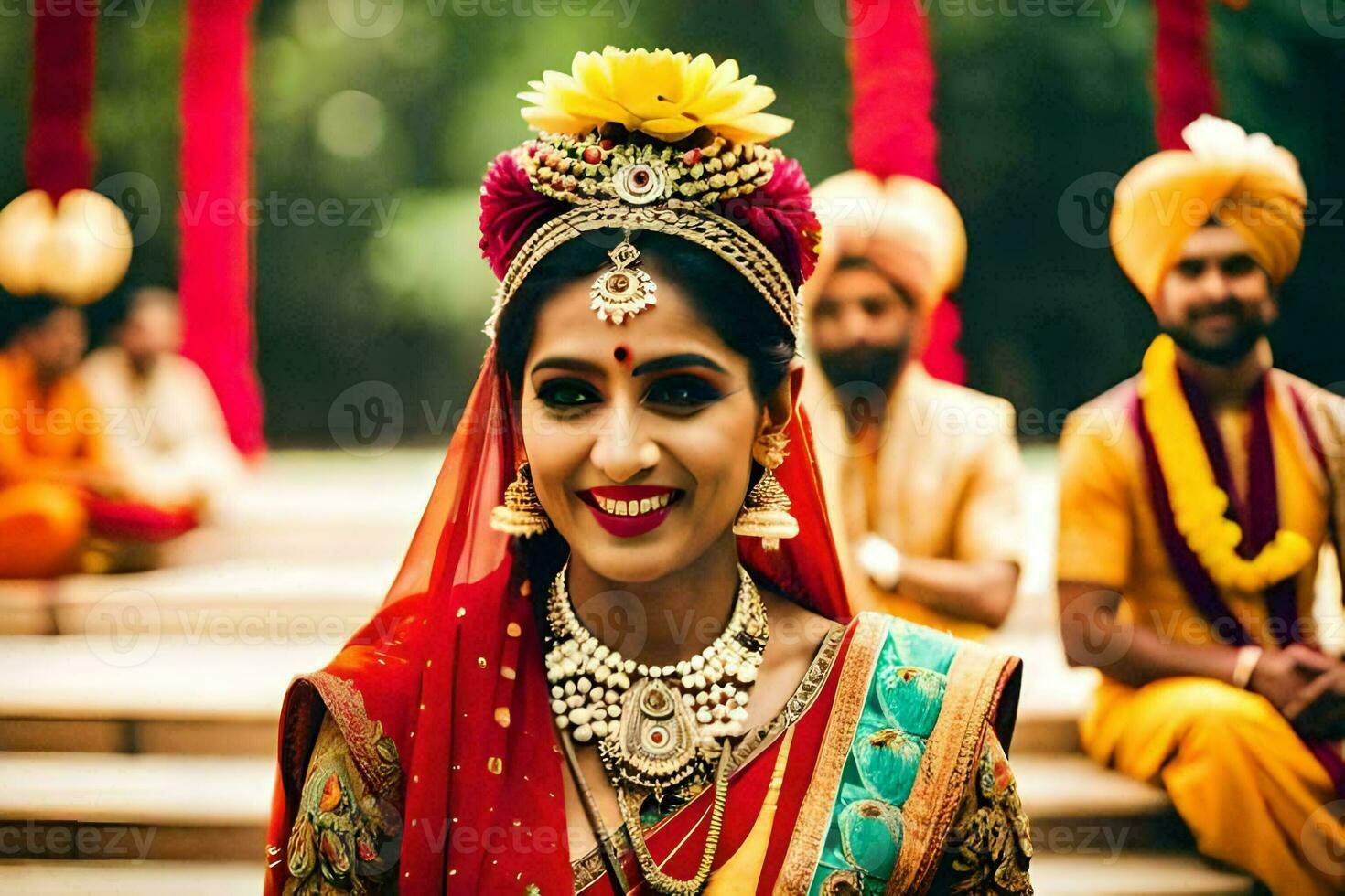 a beautiful indian bride in traditional attire. AI-Generated photo