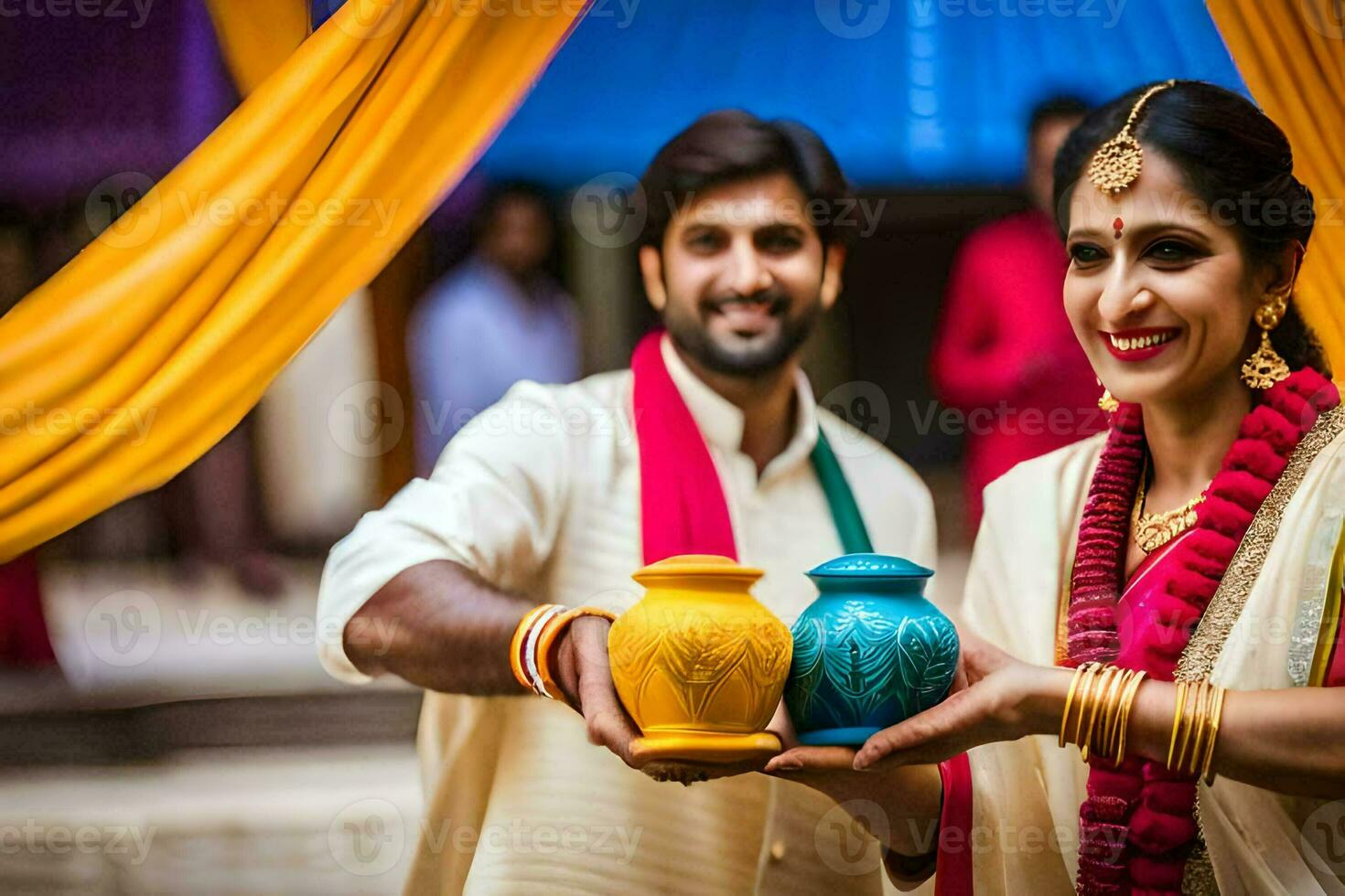 a couple in traditional indian attire. AI-Generated photo