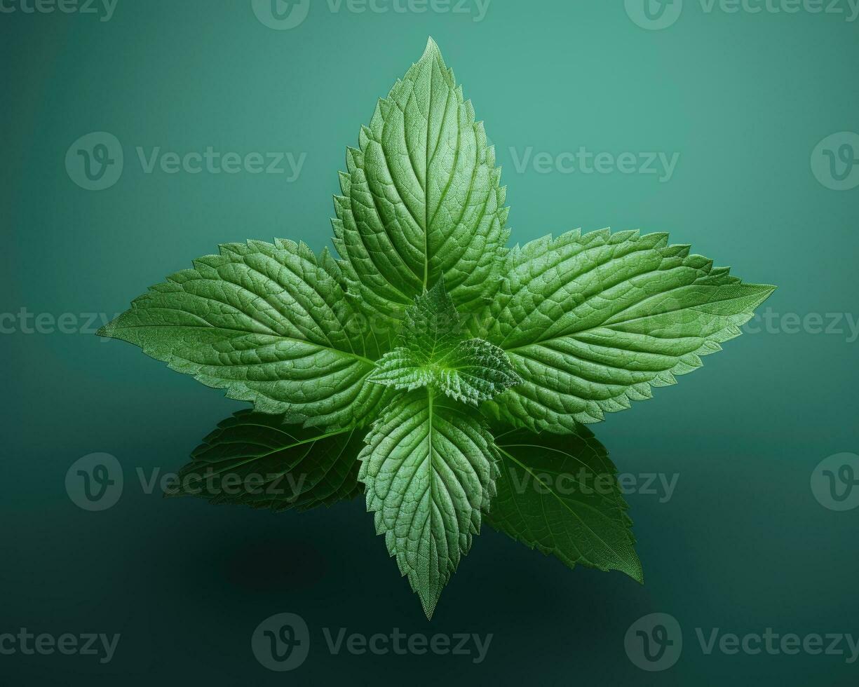 Fresh mint leaf isolated on studio background. AI Generated photo