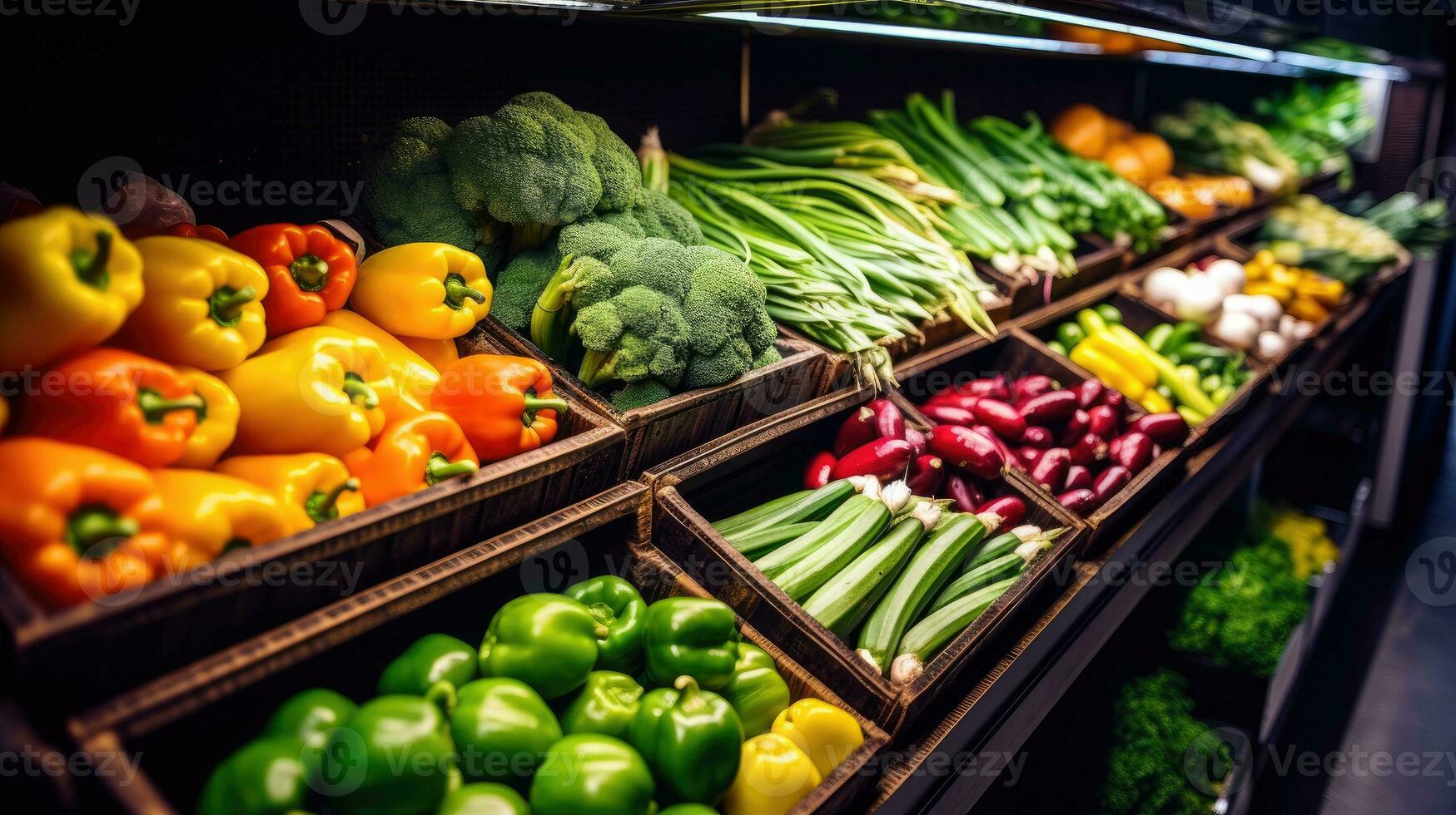 Different varieties of fresh vegetables in local markets, super shops. AI Generated photo