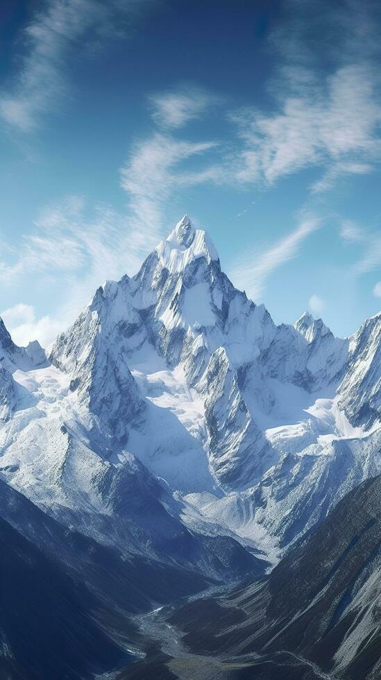 el belleza de un majestuoso y nieve tapado montaña rango, con escabroso picos, ai generativo foto