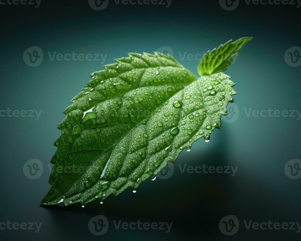 Fresh mint leaf isolated on studio background. AI Generated photo