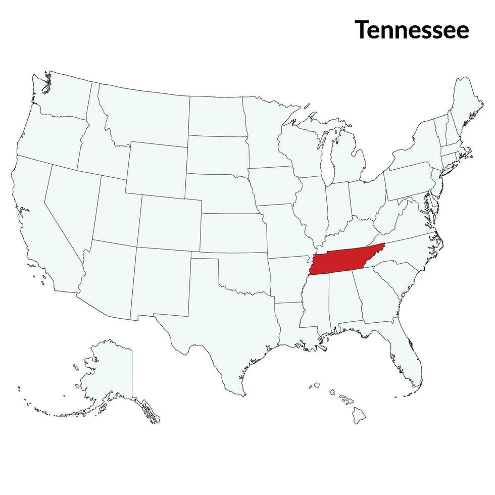 mapa de Tennesse. Tennesse mapa. Estados Unidos mapa vector