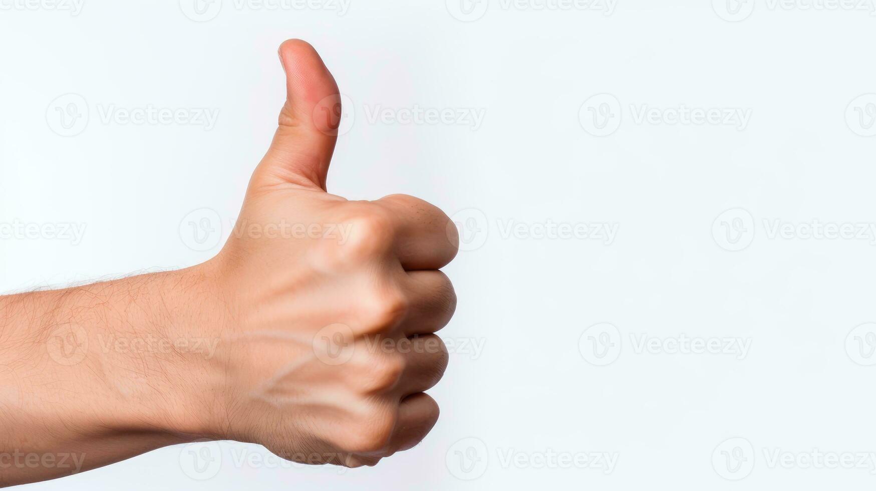 A hand giving a thumbs up on a white background. AI Generated photo