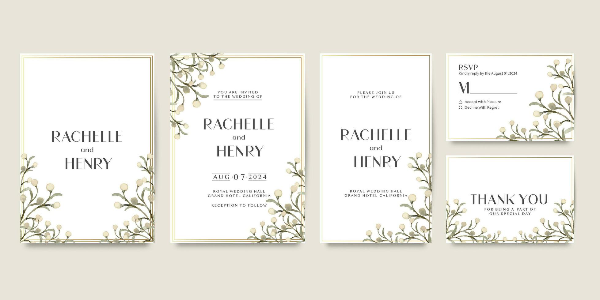 Wedding invitation template with flower vector