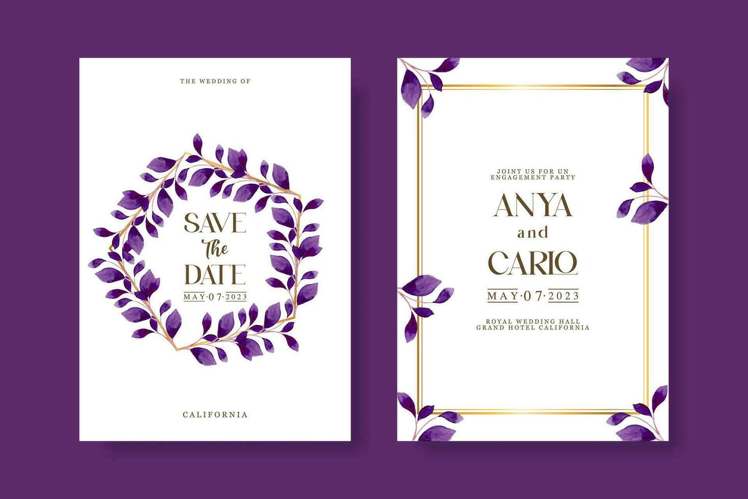 Wedding invitation template with flower vector