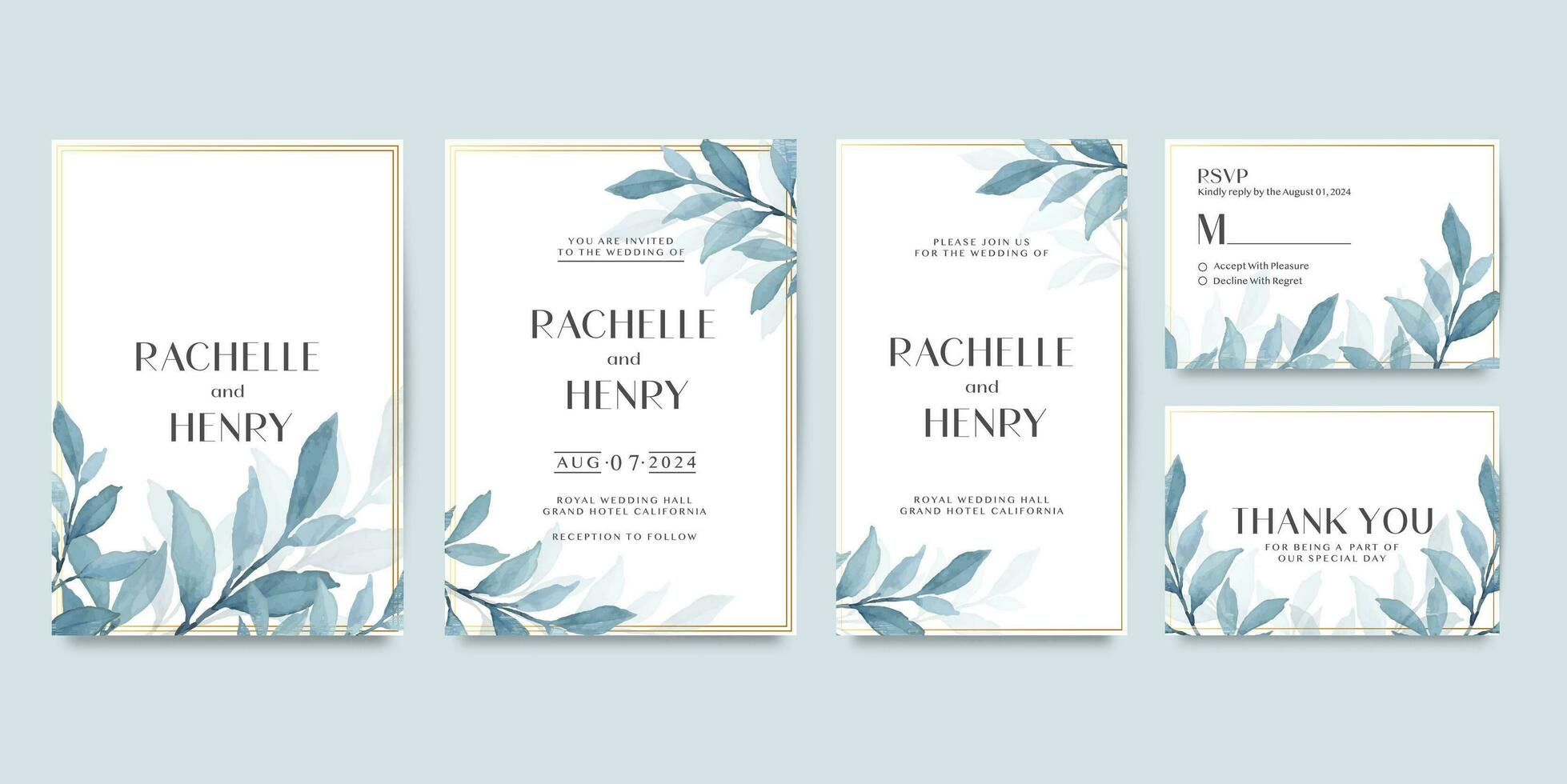 Wedding invitation template with flower vector