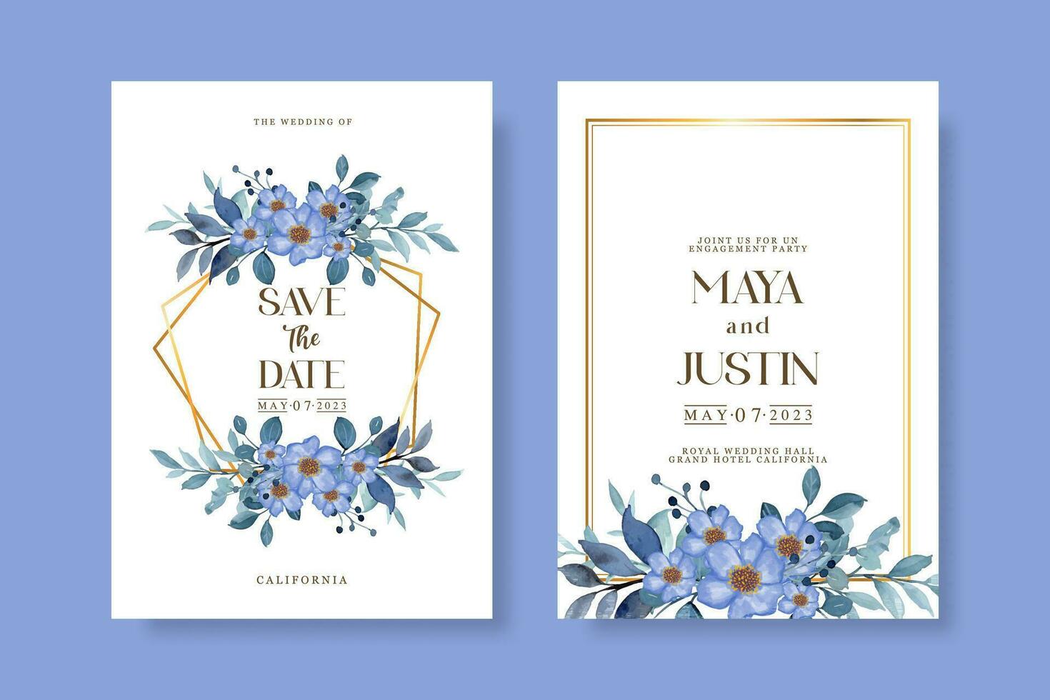 Wedding invitation template with flower vector