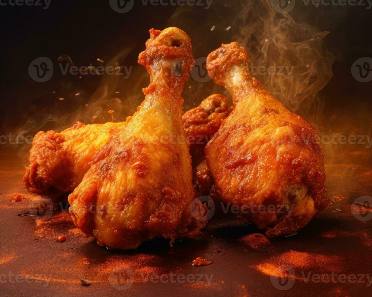 Delicious fried chicken grill close-up studio photography. Food recipe, menu design concept. AI Generated photo