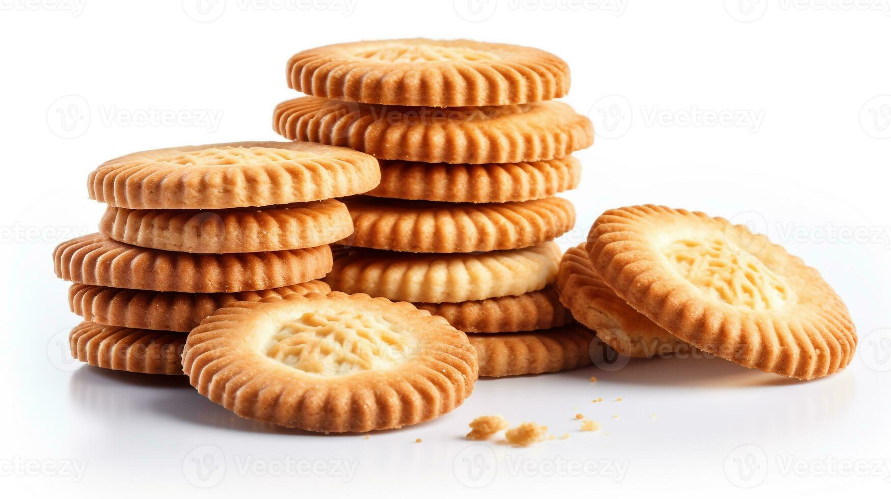 galletas en un blanco antecedentes. ai generado foto