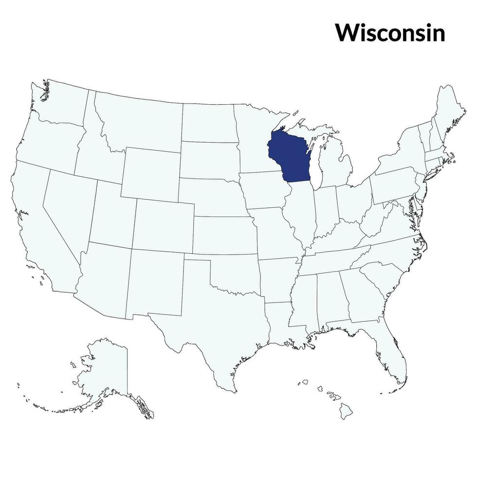 Map of Wisconsin. Wisconsin map. USA map vector
