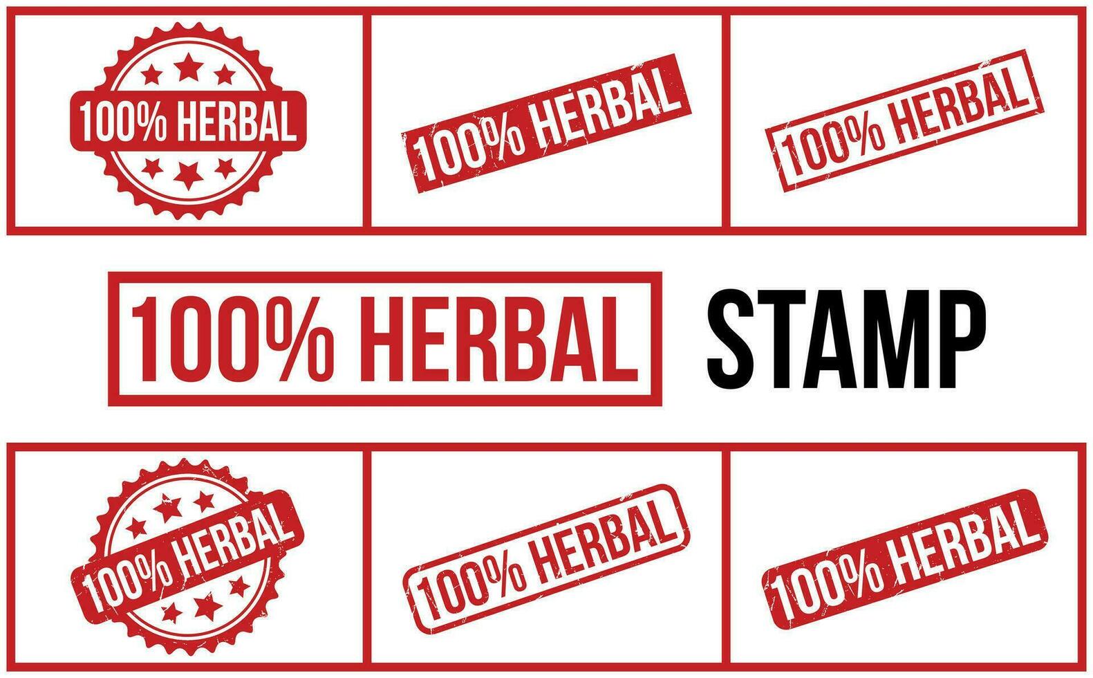 100 Percent Herbal rubber grunge stamp seal vector