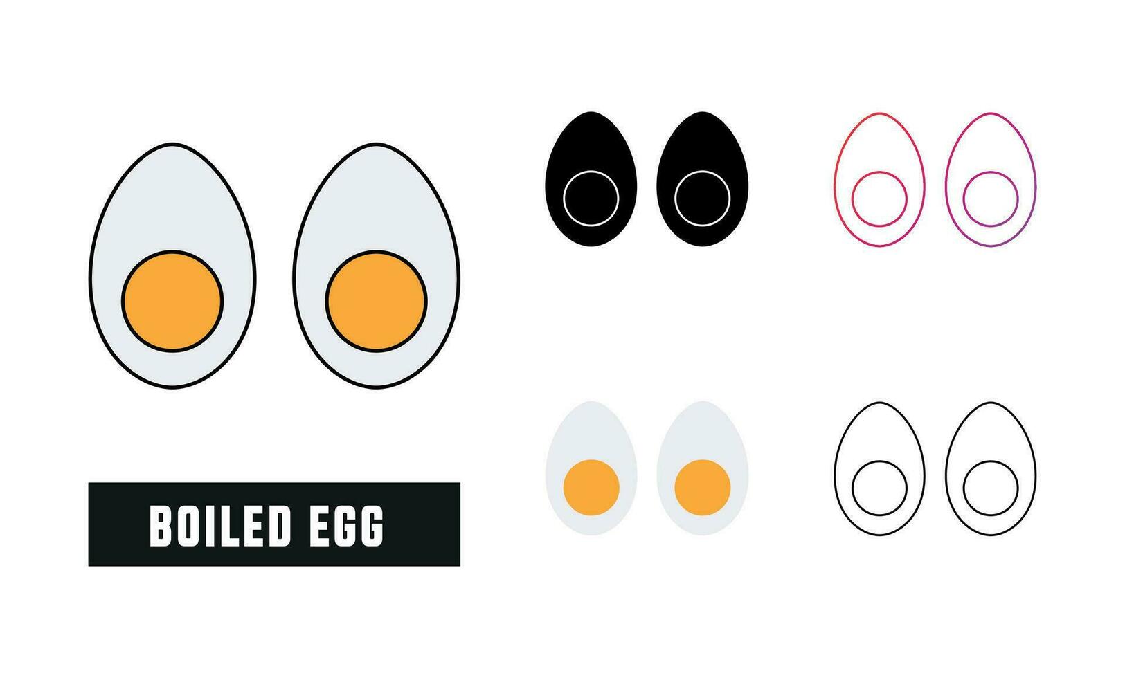 Boiled egg Icon Set Vector Illustration