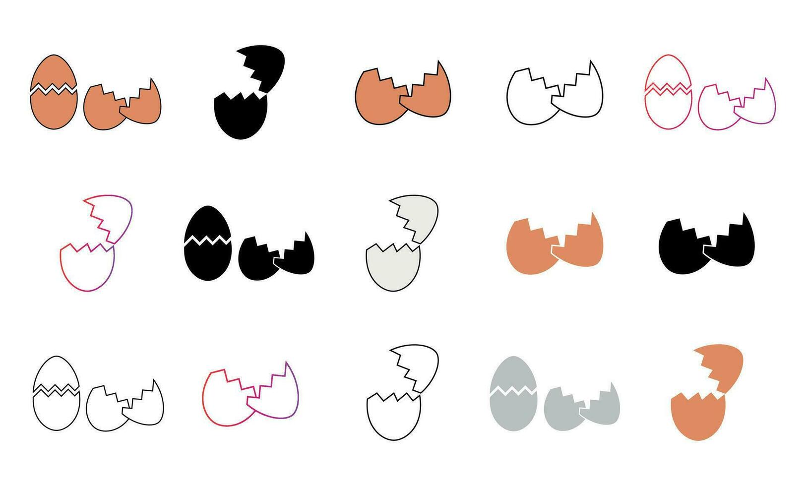 Broken egg Icon Set Vector Illustration