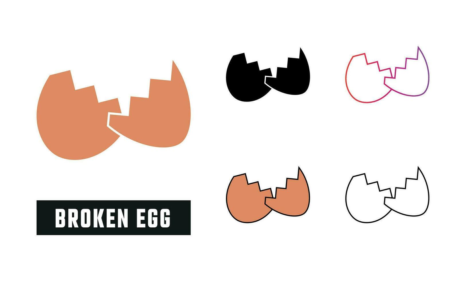 Broken egg Icon Set Vector Illustration