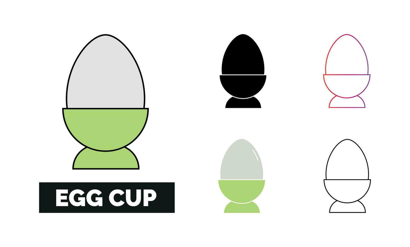 huevo taza icono conjunto vector ilustración