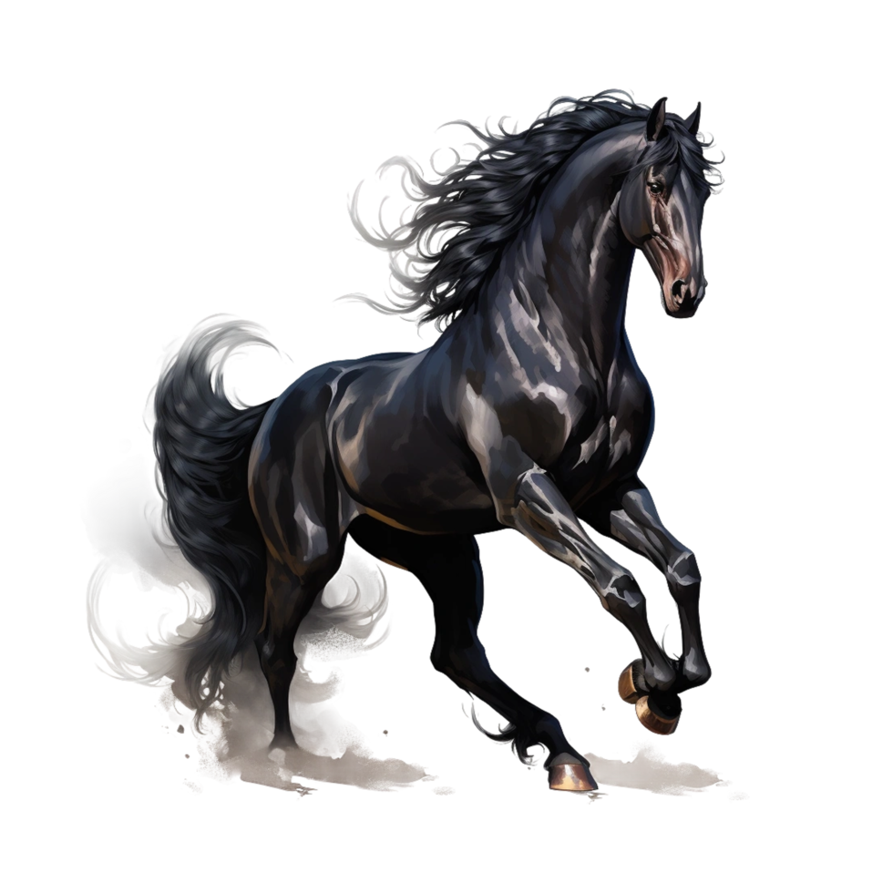 un negro sano caballo ai generado png